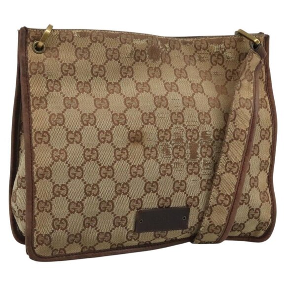 GUCCI GG Canvas Shoulder Bag Beige 91762 Auth - Picture 1 of 15